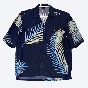 Hugo Boss Mens M BOSS Lars SS Palm Leaf‎ Print Retro Hawaiian Camp Shirt